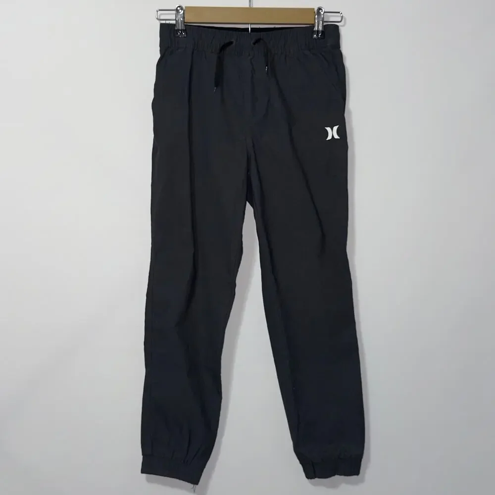 Hurley Black Jogger Pants Elastic Waist Drawstring Cuffed Kids Size 10/12